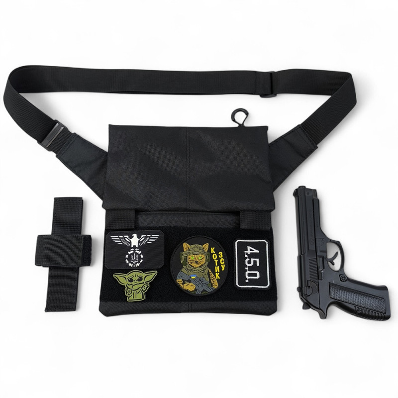 Сумка месенджер З КОБУРОЮ. Сумка з тканини, 3 кишені, патч-панель, Cordura