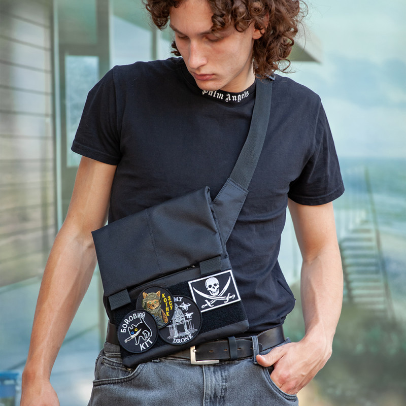 Сумка месенджер З КОБУРОЮ. Сумка з тканини, 3 кишені, патч-панель, Cordura