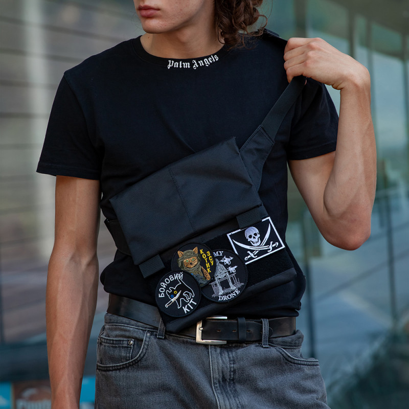 Сумка месенджер З КОБУРОЮ. Сумка з тканини, 3 кишені, патч-панель, Cordura