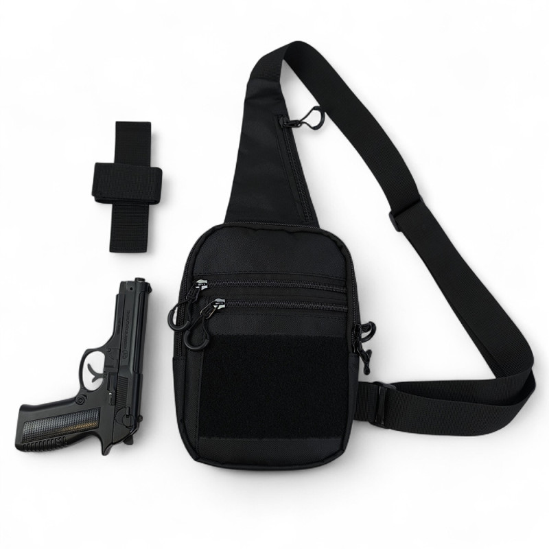 Чоловіча сумка з кобурою Cordura 1000D – 6 кишень, чорна