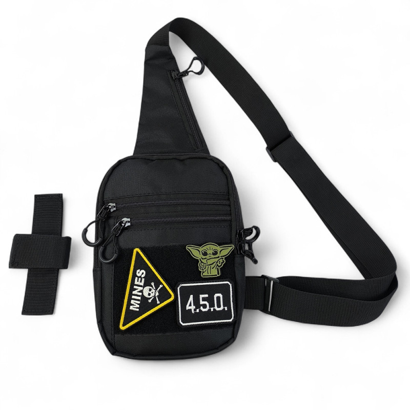 Чоловіча сумка з кобурою Cordura 1000D – 6 кишень, чорна