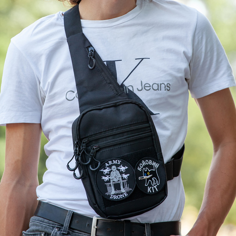 Чоловіча сумка з кобурою Cordura 1000D – 6 кишень, чорна