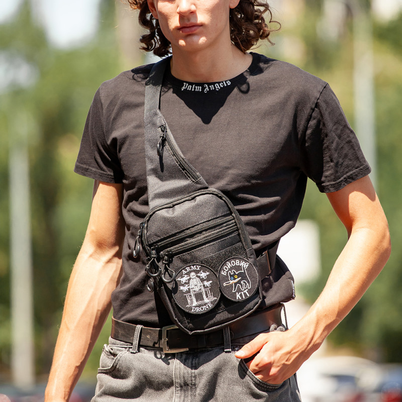 Чоловіча сумка з кобурою Cordura 1000D – 6 кишень, чорна